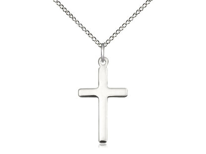 Sterling Silver Cross Pendant on a 18 inch Sterling Silver Light Curb Chain - Unique Catholic Gifts