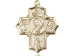 14kt Gold Filled Philomena Theresa Rita Antony Jude Pendant on a 24 inch Gold Plate Heavy Curb Chain - Unique Catholic Gifts