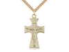 14kt Gold Filled Celtic Crucifix Pendant on a 24 inch Gold Plate Heavy Curb Chain - Unique Catholic Gifts