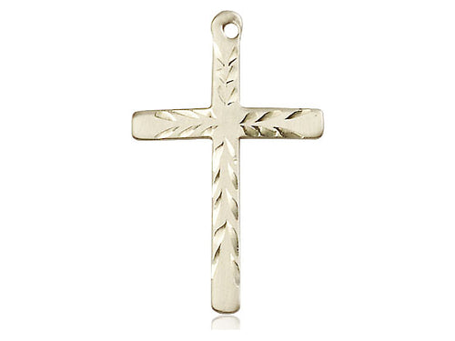 14kt Gold Filled Cross Pendant on a 24 inch Gold Plate Heavy Curb Chain - Unique Catholic Gifts
