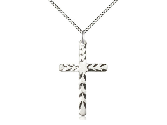 Sterling Silver Cross Pendant on a 18 inch Sterling Silver Light Curb Chain - Unique Catholic Gifts