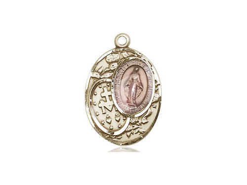 14kt Gold Filled Miraculous Pendant on a 18 inch Gold Filled Light Curb Chain - Unique Catholic Gifts