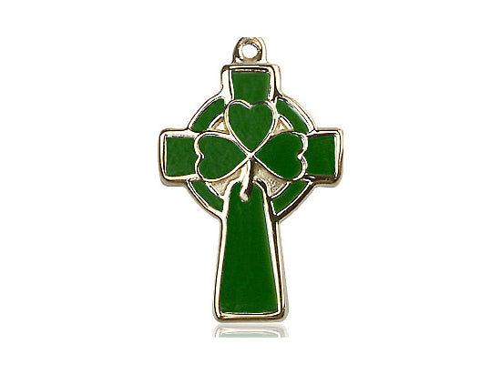 14kt Gold Filled Celtic Cross Pendant on a 24 inch Gold Plate Heavy Curb Chain - Unique Catholic Gifts