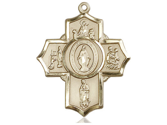 14kt Gold Filled Apparitions Pendant on a 24 inch Gold Plate Heavy Curb Chain - Unique Catholic Gifts