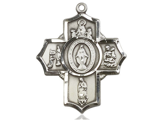 Sterling Silver Apparitions Pendant on a 24 inch Light Rhodium Heavy Curb Chain - Unique Catholic Gifts