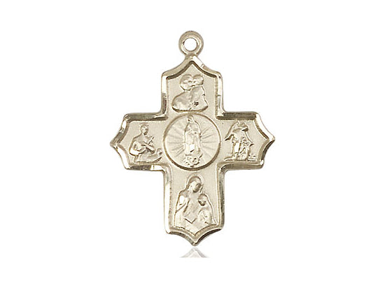 14kt Gold Filled 5-Way Our Lady of Guadalupe Pendant on a 24 inch Gold Plate Heavy Curb Chain - Unique Catholic Gifts
