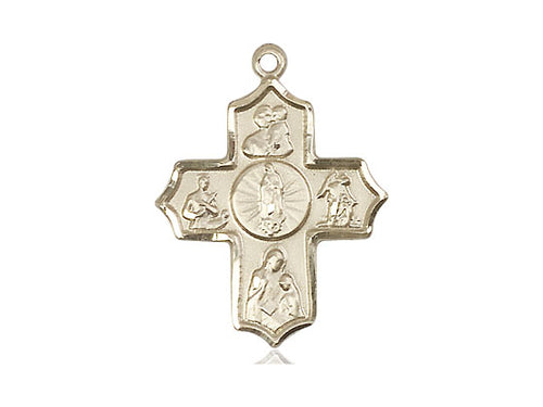 14kt Gold Filled 5-Way Our Lady of Guadalupe Pendant on a 24 inch Gold Plate Heavy Curb Chain - Unique Catholic Gifts