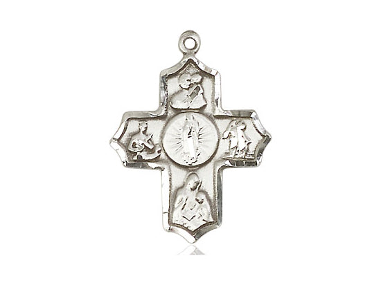 Sterling Silver 5-Way Our Lady of Guadalupe Pendant on a 18 inch Sterling Silver Light Curb Chain - Unique Catholic Gifts