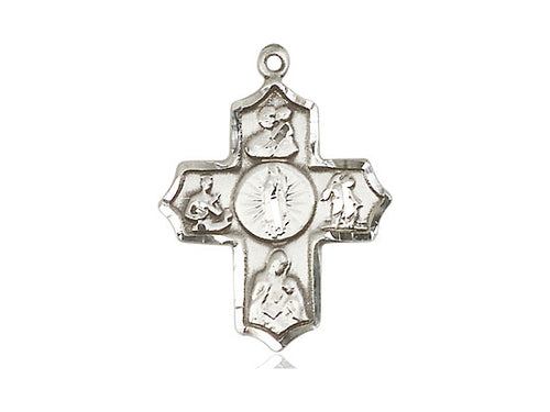 Sterling Silver 5-Way Our Lady of Guadalupe Pendant on a 18 inch Sterling Silver Light Curb Chain - Unique Catholic Gifts