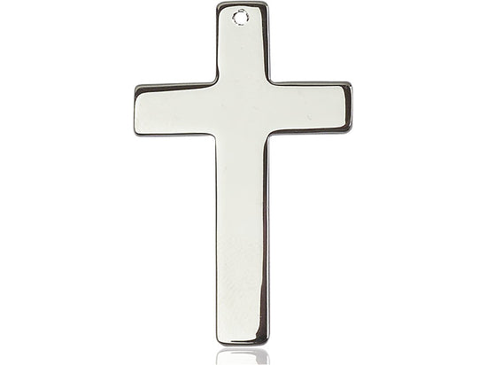 Sterling Silver Cross Pendant on a 24 inch Light Rhodium Heavy Curb Chain - Unique Catholic Gifts