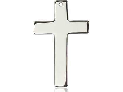 Sterling Silver Cross Pendant on a 24 inch Light Rhodium Heavy Curb Chain - Unique Catholic Gifts