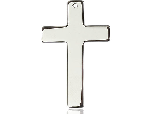 Sterling Silver Cross Pendant on a 24 inch Light Rhodium Heavy Curb Chain - Unique Catholic Gifts