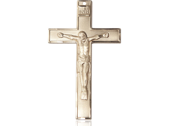 14kt Gold Filled Crucifix Pendant on a 24 inch Gold Plate Heavy Curb Chain - Unique Catholic Gifts