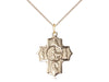 14kt Gold Filled 5-Way Special Needs Pendant on a 18 inch Gold Filled Light Curb Chain - Unique Catholic Gifts