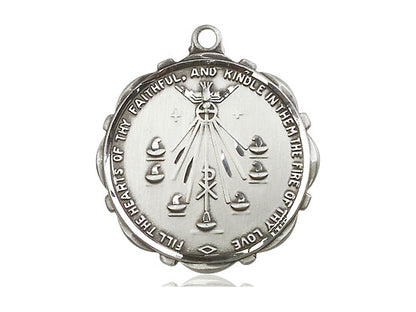Sterling Silver Seven Gifts Pendant on a 24 inch Light Rhodium Heavy Curb Chain - Unique Catholic Gifts