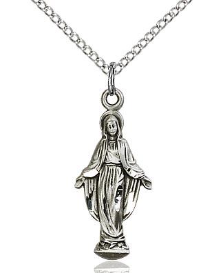 Sterling Silver Miraculous Medal Pendant 7/8