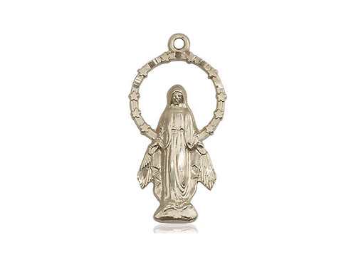 14kt Gold Filled Miraculous Pendant on a 24 inch Gold Plate Heavy Curb Chain - Unique Catholic Gifts