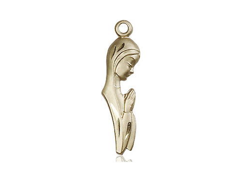 14kt Gold Filled Madonna Pendant on a 24 inch Gold Plate Heavy Curb Chain - Unique Catholic Gifts