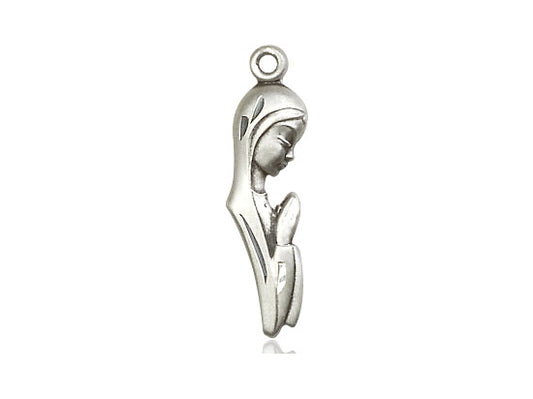 Sterling Silver Madonna Pendant on a 18 inch Sterling Silver Light Curb Chain - Unique Catholic Gifts
