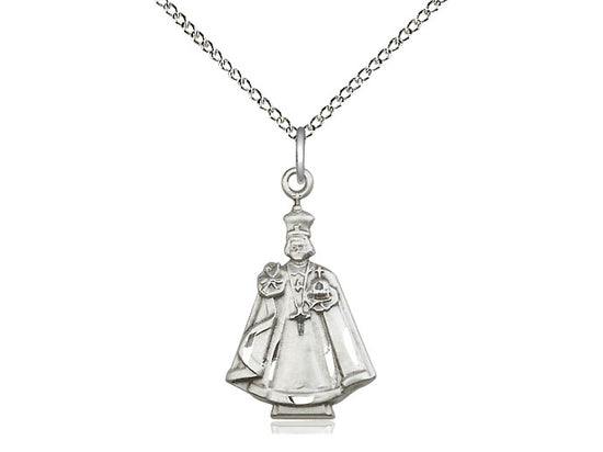 Sterling Silver Infant Figure Pendant on a 18 inch Sterling Silver Light Curb Chain - Unique Catholic Gifts