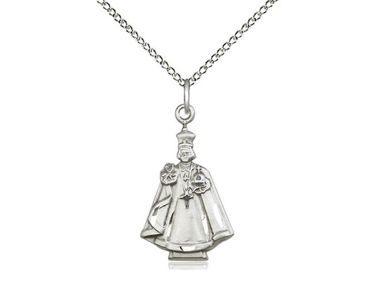 Sterling Silver Infant Figure Pendant on a 18 inch Sterling Silver Light Curb Chain - Unique Catholic Gifts