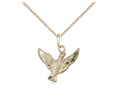 14Kt Gold Filled Holy Spirit on a 18 inch Gold Filled Light Curb Chain - Unique Catholic Gifts