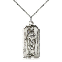 Sterling Silver St Patrick  Medal 18" - Unique Catholic Gifts