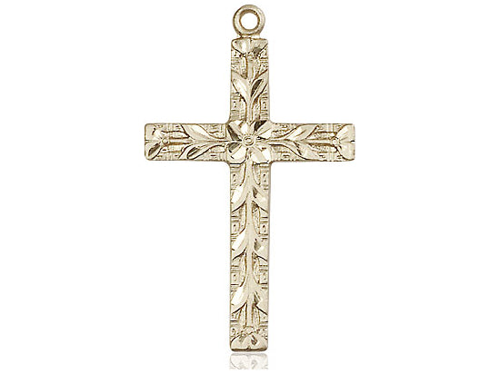 14kt Gold Filled Cross Pendant on a 24 inch Gold Plate Heavy Curb Chain - Unique Catholic Gifts