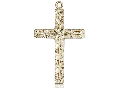 14kt Gold Filled Cross Pendant on a 24 inch Gold Plate Heavy Curb Chain - Unique Catholic Gifts