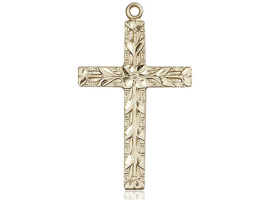 14kt Gold Filled Cross Pendant on a 24 inch Gold Plate Heavy Curb Chain - Unique Catholic Gifts