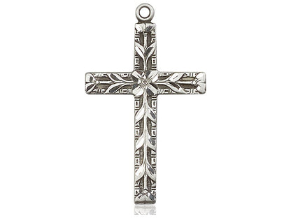 Sterling Silver Cross Pendant on a 18 inch Sterling Silver Light Curb Chain - Unique Catholic Gifts