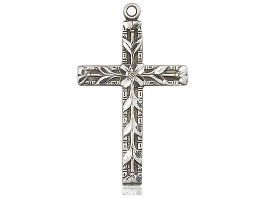 Sterling Silver Cross Pendant on a 18 inch Sterling Silver Light Curb Chain - Unique Catholic Gifts