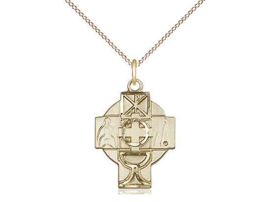 14kt Gold Filled RCIA Pendant on a 18 inch Gold Filled Light Curb Chain - Unique Catholic Gifts