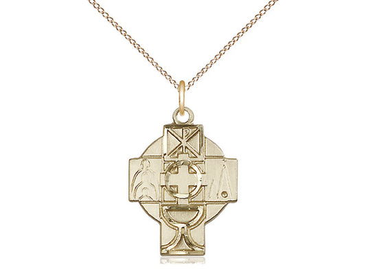 14kt Gold Filled RCIA Pendant on a 18 inch Gold Filled Light Curb Chain - Unique Catholic Gifts