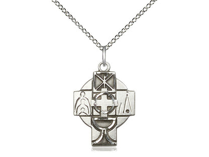 Sterling Silver RCIA Pendant on a 18 inch Sterling Silver Light Curb Chain - Unique Catholic Gifts