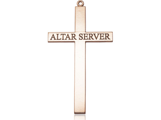 14kt Gold Filled Alter Server Cross Pendant on a 24 inch Gold Plate Heavy Curb Chain - Unique Catholic Gifts