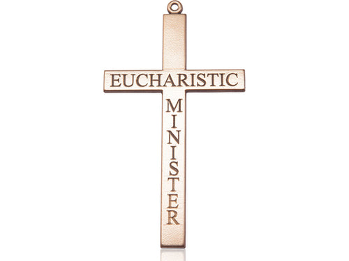 14kt Gold Filled Eucharistic Minister Cross Pendant on a 24 inch Gold Plate Heavy Curb Chain - Unique Catholic Gifts