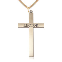 14kt Gold Filled Lector Cross Pendant on a 24 inch Gold Plate Heavy Curb Chain - Unique Catholic Gifts