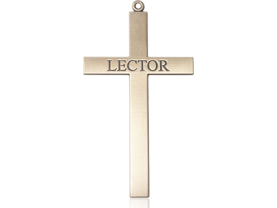 14kt Gold Filled Lector Cross Pendant on a 24 inch Gold Plate Heavy Curb Chain - Unique Catholic Gifts