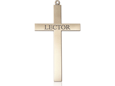 14kt Gold Filled Lector Cross Pendant on a 24 inch Gold Plate Heavy Curb Chain - Unique Catholic Gifts