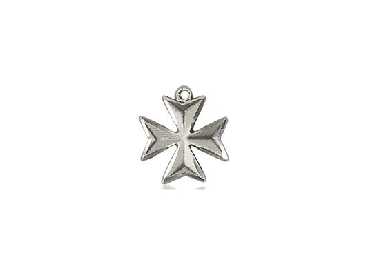 Sterling Silver Maltese Cross Pendant on a 18 inch Sterling Silver Light Curb Chain - Unique Catholic Gifts