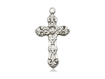 Sterling Silver Cross Pendant on a 18 inch Sterling Silver Light Curb Chain - Unique Catholic Gifts