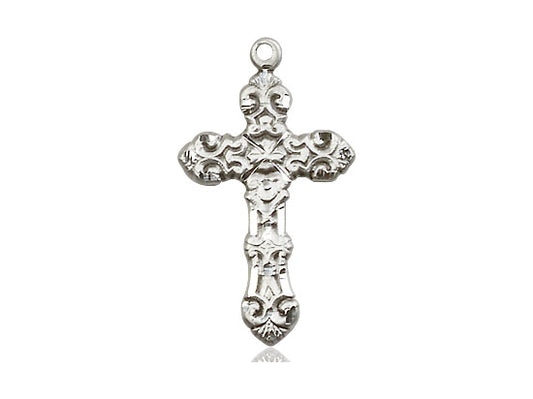 Sterling Silver Cross Pendant on a 18 inch Sterling Silver Light Curb Chain - Unique Catholic Gifts