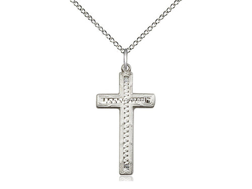 Sterling Silver Cross Pendant on a 18 inch Sterling Silver Light Curb Chain - Unique Catholic Gifts