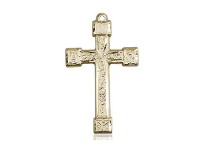 14kt Gold Filled Cross Pendant on a 24 inch Gold Plate Heavy Curb Chain - Unique Catholic Gifts