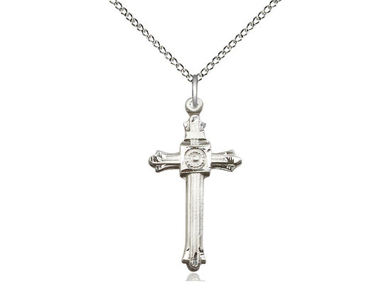 Sterling Silver Cross Pendant on a 18 inch Sterling Silver Light Curb Chain - Unique Catholic Gifts