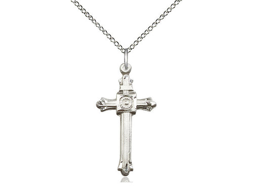 Sterling Silver Cross Pendant on a 18 inch Sterling Silver Light Curb Chain - Unique Catholic Gifts