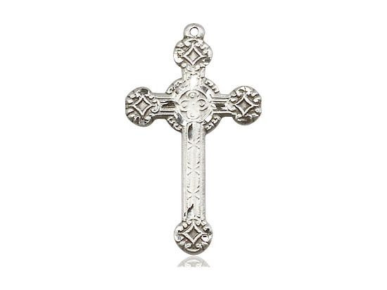 Sterling Silver Cross Pendant on a 18 inch Sterling Silver Light Curb Chain - Unique Catholic Gifts