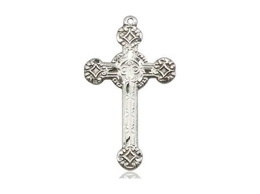 Sterling Silver Cross Pendant on a 18 inch Sterling Silver Light Curb Chain - Unique Catholic Gifts