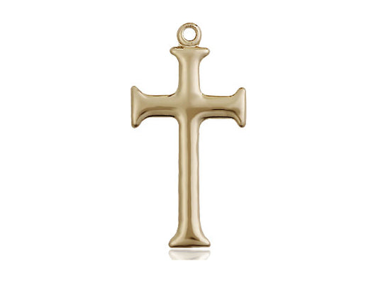 14kt Gold Filled Cross Pendant on a 24 inch Gold Plate Heavy Curb Chain - Unique Catholic Gifts